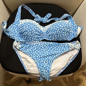 Lilly Pulitzer Blue and White Polka Dot Bikini Set